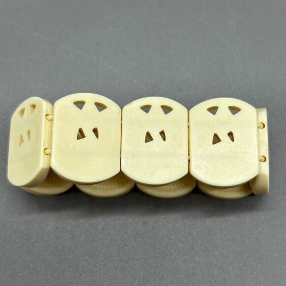 Avon Gracious Tulips Bracelet 1982 Vintage Celluloid Carved Plastic Stretch 7" - Picture 4 of 7